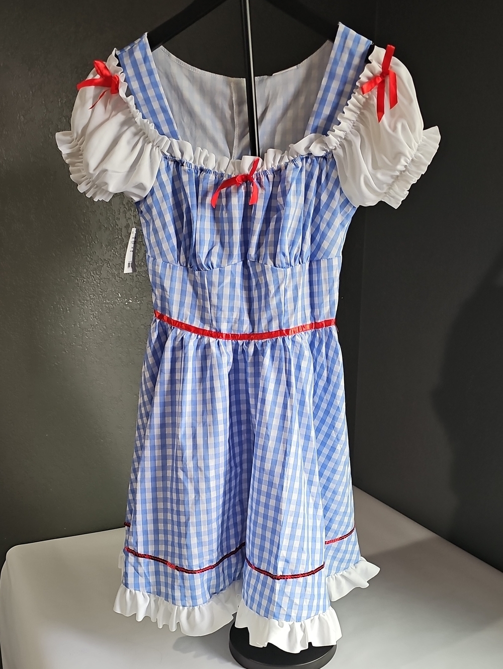 Dorothy Wizard Of Oz Kansas Cutie Costume Dress with Red Trim NWT